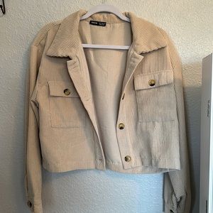 Shein tan ribbed cropped jacket